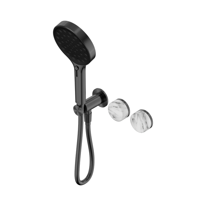 Nero Serenity Progressive Shower System With Arabescato Corchia Handle And Serenity Hand Shower - Gun Metal