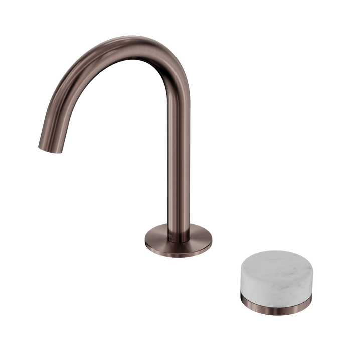 Nero Serenity Progressive Basin Mixer Arc Spout With Carrara Handle - Brushed Bronze