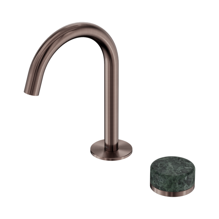 Nero Serenity Progressive Basin Mixer Arc Spout With Verde Alpi Handle - Brushed Bronze