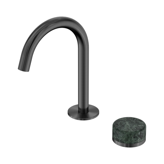 Nero Serenity Progressive Basin Mixer Arc Spout With Verde Alpi Handle - Gun Metal