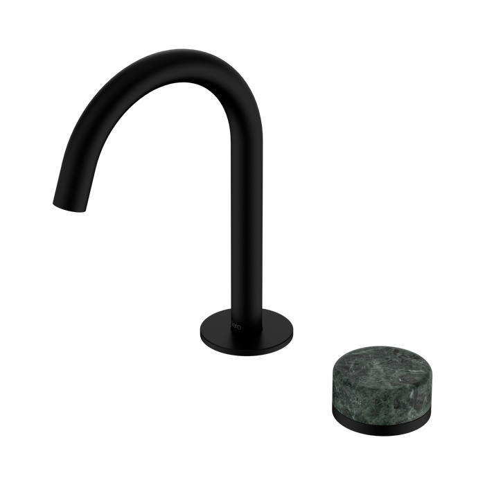 Nero Serenity Progressive Basin Mixer Arc Spout With Verde Alpi Handle - Matte Black