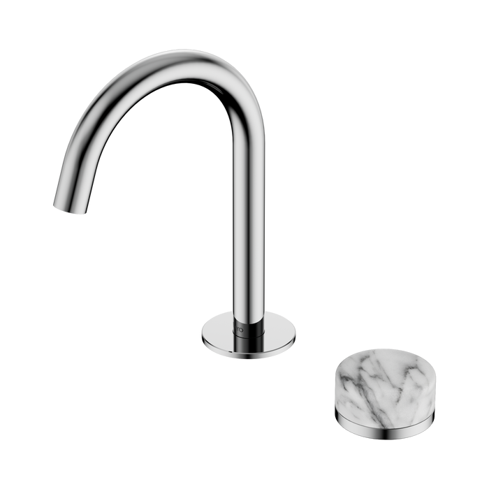 Nero Serenity Progressive Basin Mixer Arc Spout With Arabescato Corchia Handle - Chrome