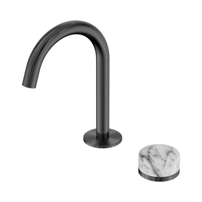 Nero Serenity Progressive Basin Mixer Arc Spout With Arabescato Corchia Handle - Gun Metal