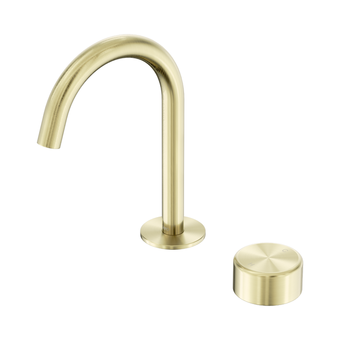 Nero Serenity Progressive Basin Mixer Arc Spout With Metal Handle - Brushed Gold