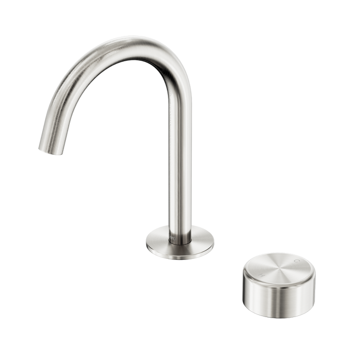 Nero Serenity Progressive Basin Mixer Arc Spout With Metal Handle - Brushed Nickel