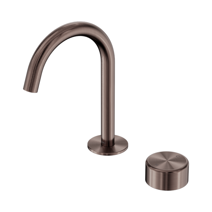 Nero Serenity Progressive Basin Mixer Arc Spout With Metal Handle - Brushed Bronze
