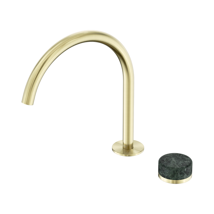 Nero Serenity Progressive Bath/Kitchen Mixer Arc Spout With Verde Alpi Handle - Brushed Gold