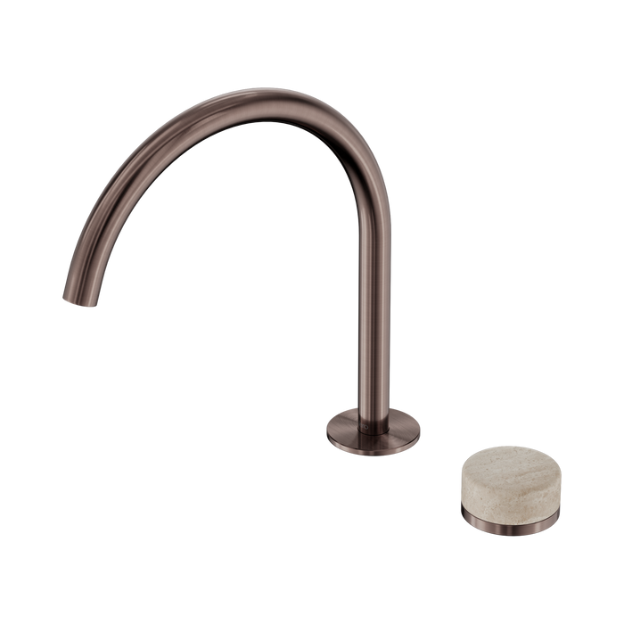 Nero Serenity Progressive Bath/Kitchen Mixer Arc Spout With Rome Travertine Handle - Brushed Bronze