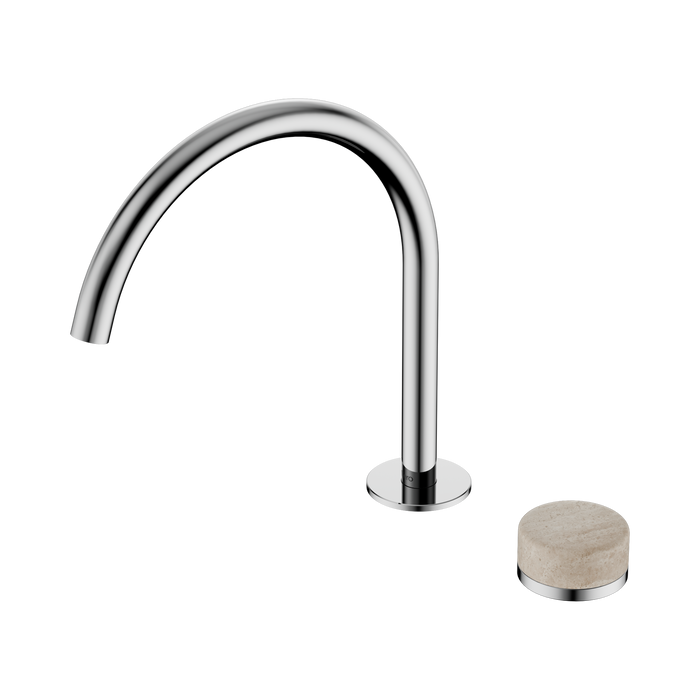 Nero Serenity Progressive Bath/Kitchen Mixer Arc Spout With Rome Travertine Handle - Chrome