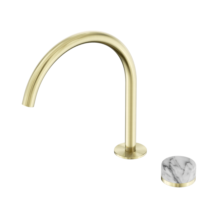 Nero Serenity Progressive Bath/Kitchen Mixer Arc Spout With Arabescato Corchia Handle - Brushed Gold