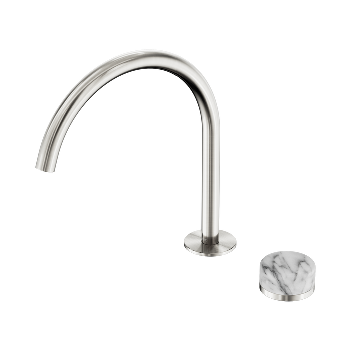 Nero Serenity Progressive Bath/Kitchen Mixer Arc Spout With Arabescato Corchia Handle - Brushed Nickel