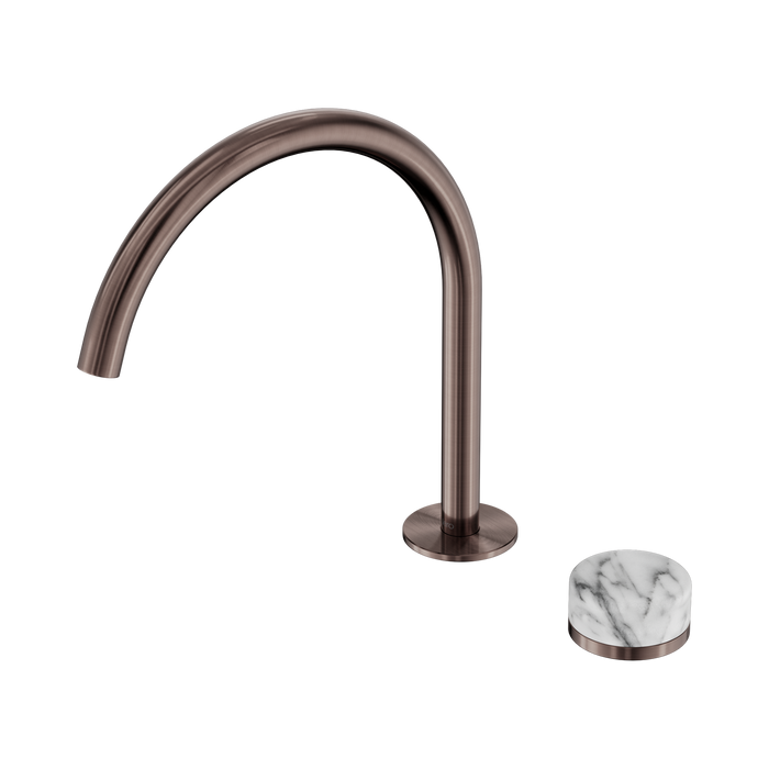 Nero Serenity Progressive Bath/Kitchen Mixer Arc Spout With Arabescato Corchia Handle - Brushed Bronze