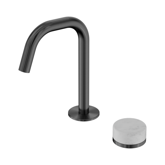 Nero Serenity Progressive Basin Mixer Edge Spout With Carrara Handle - Gun Metal
