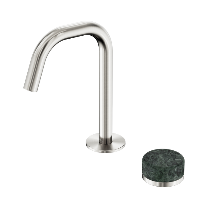 Nero Serenity Progressive Basin Mixer Edge Spout With Verde Alpi Handle - Brushed Nickel