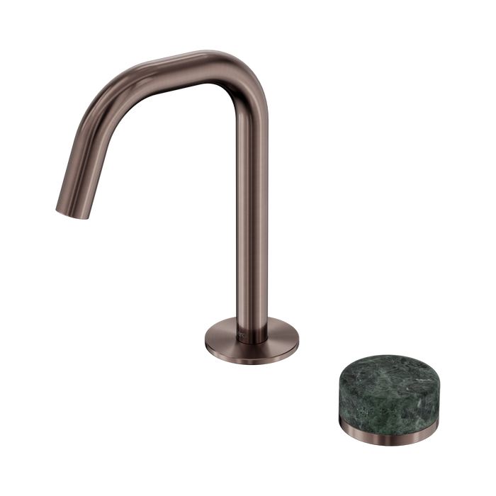 Nero Serenity Progressive Basin Mixer Edge Spout With Verde Alpi Handle - Brushed Bronze