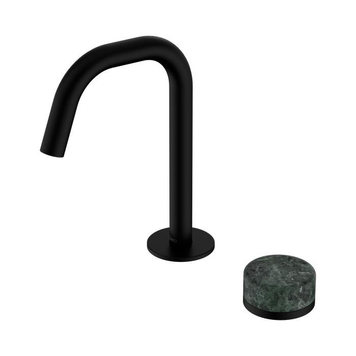 Nero Serenity Progressive Basin Mixer Edge Spout With Verde Alpi Handle - Matte Black
