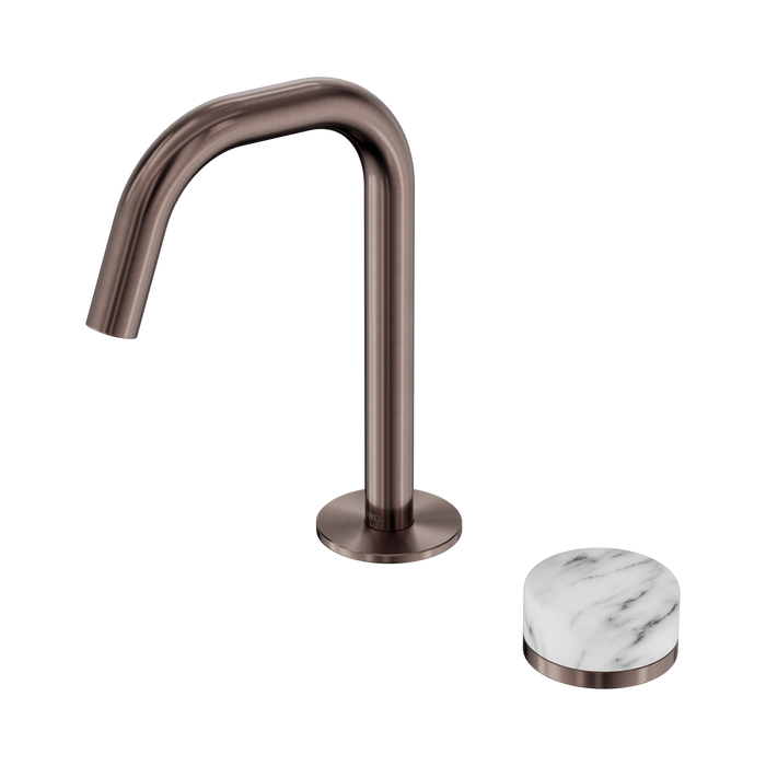 Nero Serenity Progressive Basin Mixer Edge Spout With Arabescato Corchia Handle - Brushed Bronze