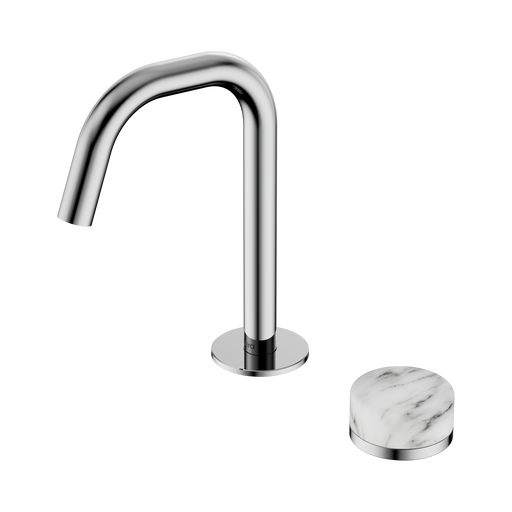 Nero Serenity Progressive Basin Mixer Edge Spout With Arabescato Corchia Handle - Chrome