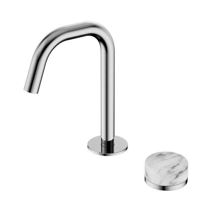 Nero Serenity Progressive Basin Mixer Edge Spout With Arabescato Corchia Handle - Chrome