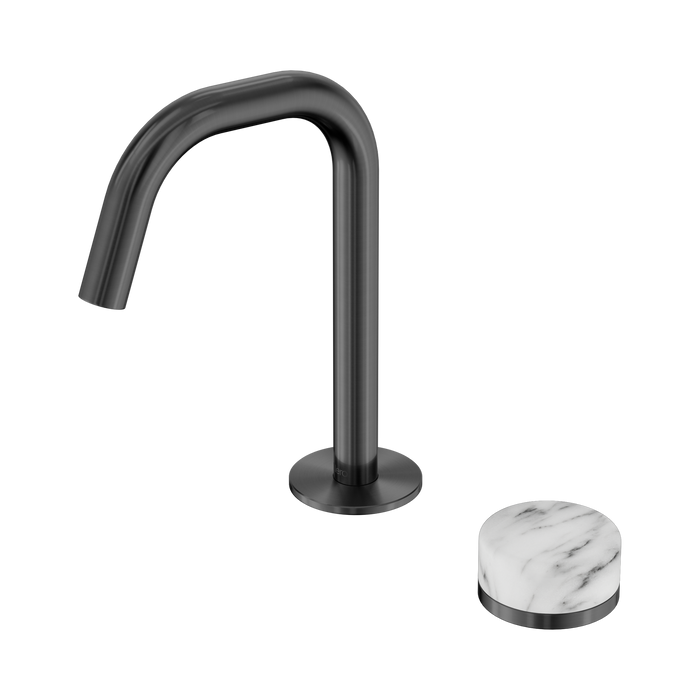 Nero Serenity Progressive Basin Mixer Edge Spout With Arabescato Corchia Handle - Gun Metal