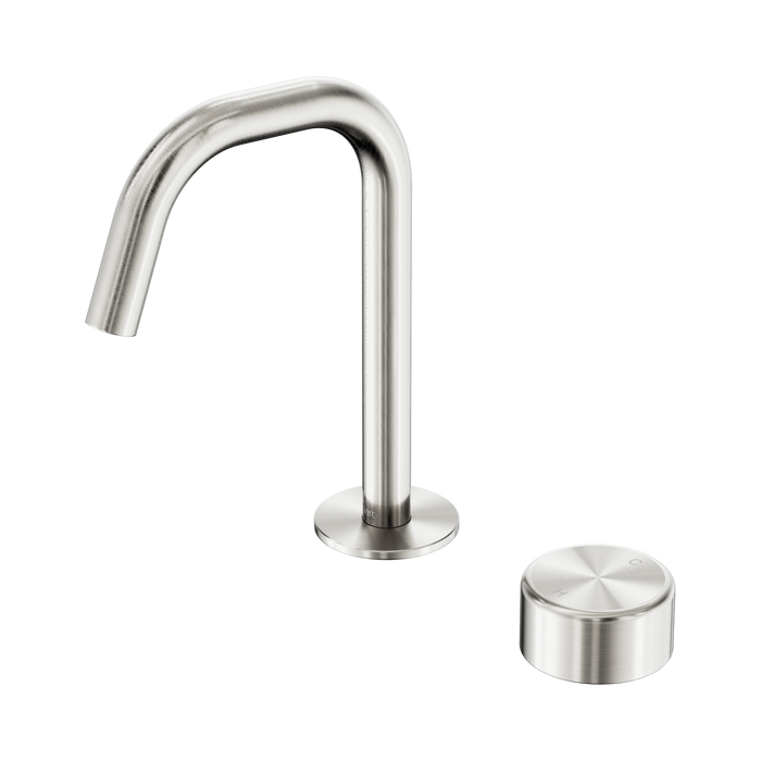 Nero Serenity Progressive Basin Mixer Edge Spout With Metal Handle - Brushed Nickel
