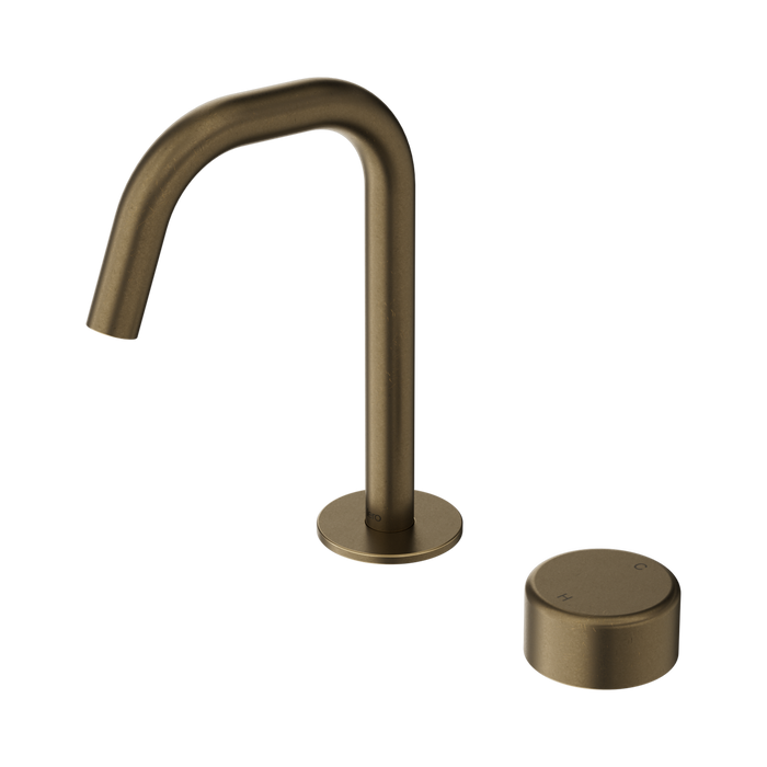 Nero Serenity Progressive Basin Mixer Edge Spout With Metal Handle - Tumbled Antique Brass