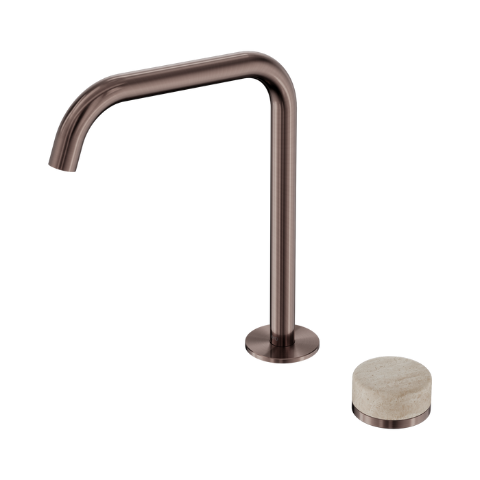 Nero Serenity Progressive Bath/Kitchen Mixer Edge Spout With Rome Travertine Handle - Brushed Bronze