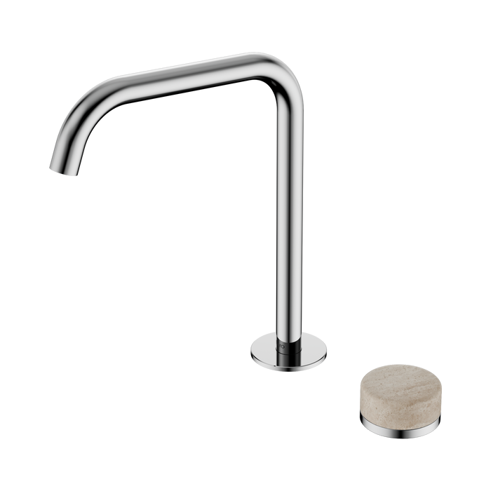 Nero Serenity Progressive Bath/Kitchen Mixer Edge Spout With Rome Travertine Handle - Chrome