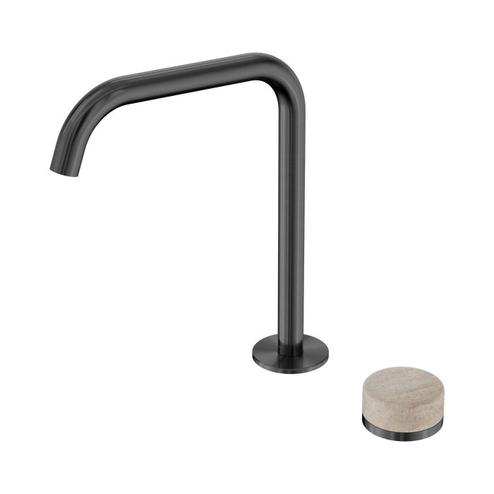 Nero Serenity Progressive Bath/Kitchen Mixer Edge Spout With Rome Travertine Handle - Gun Metal