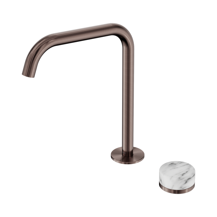 Nero Serenity Progressive Bath/Kitchen Mixer Edge Spout With Arabescato Corchia Handle - Brushed Bronze