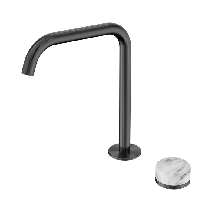 Nero Serenity Progressive Bath/Kitchen Mixer Edge Spout With Arabescato Corchia Handle - Gun Metal
