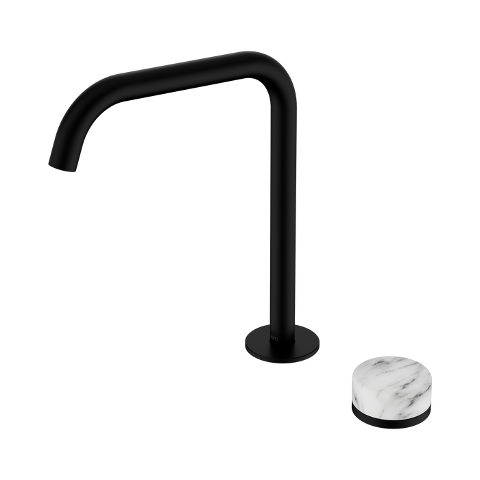 Nero Serenity Progressive Bath/Kitchen Mixer Edge Spout With Arabescato Corchia Handle - Matte Black