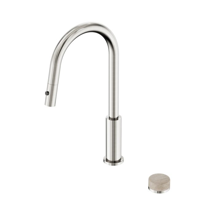 Nero Serenity Progressive Pull Out Kitchen Set With Rome Travertine Handle - Brushed Nickel