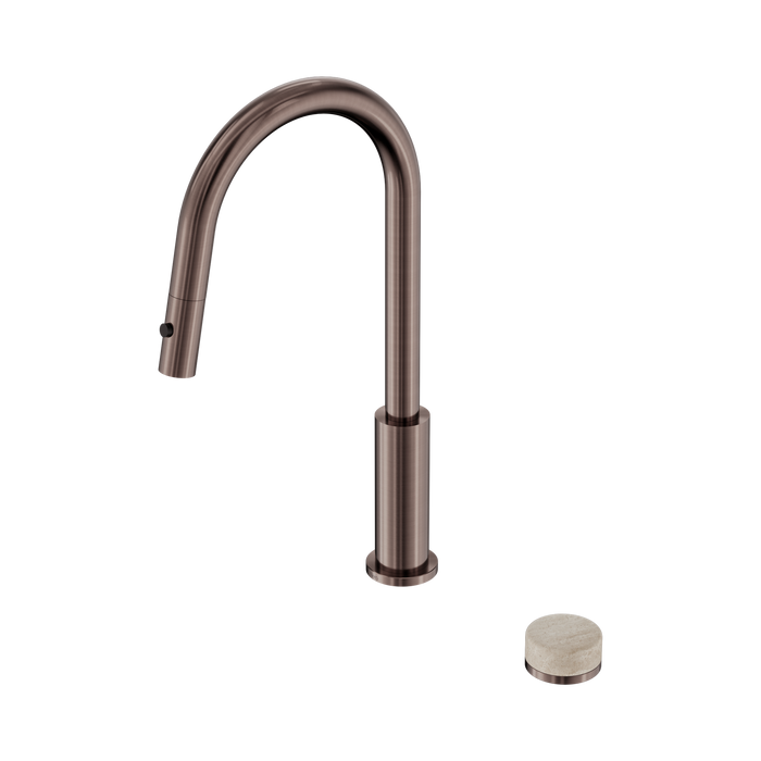 Nero Serenity Progressive Pull Out Kitchen Set With Rome Travertine Handle - Brushed Bronze