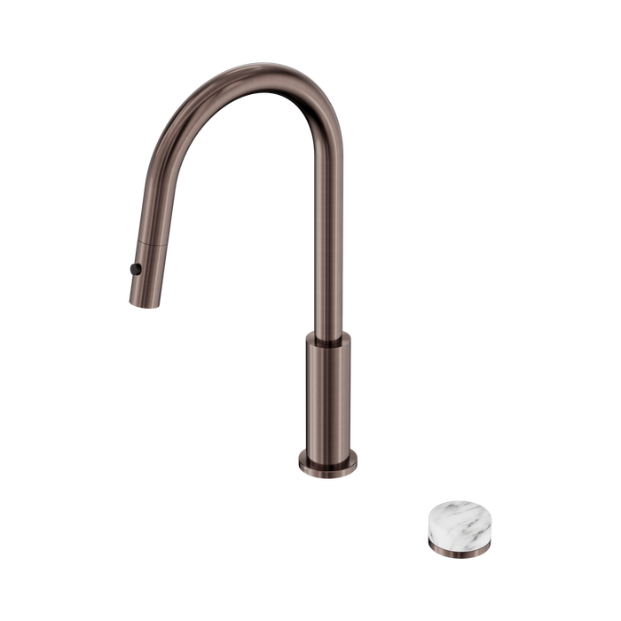 Nero Serenity Progressive Pull Out Kitchen Set With Arabescato Corchia Handle - Brushed Bronze