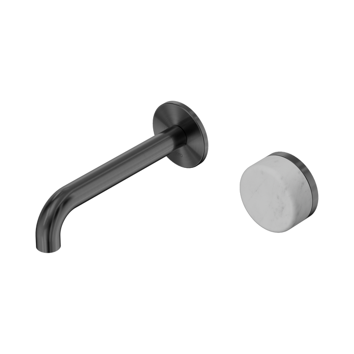 Nero Serenity Progressive Wall Basin Mixer 160mm Spout With Carrara Handle - Gun Metal