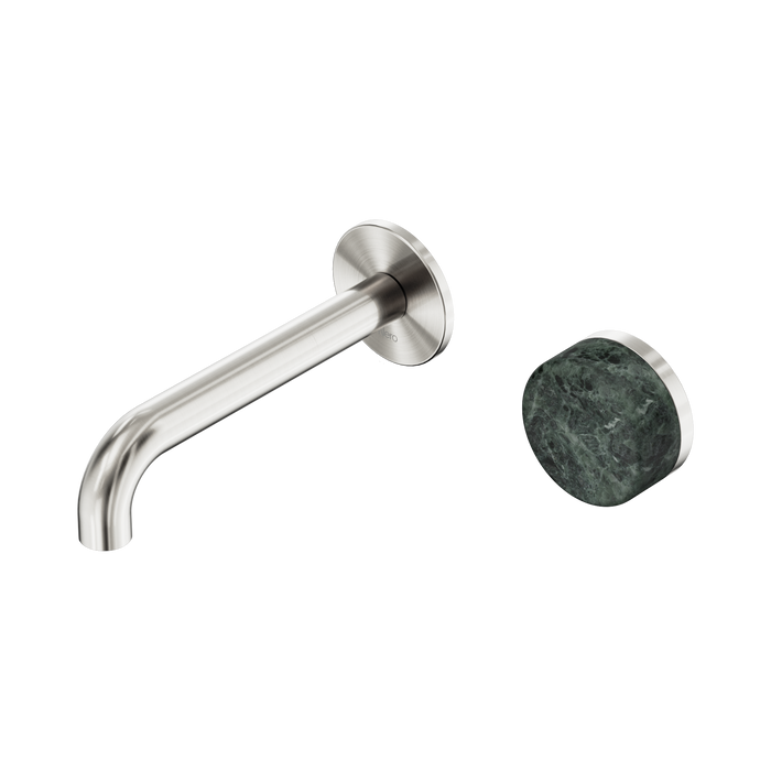 Nero Serenity Progressive Wall Basin Mixer 160mm Spout With Verde Alpi Handle - Brushed Nickel