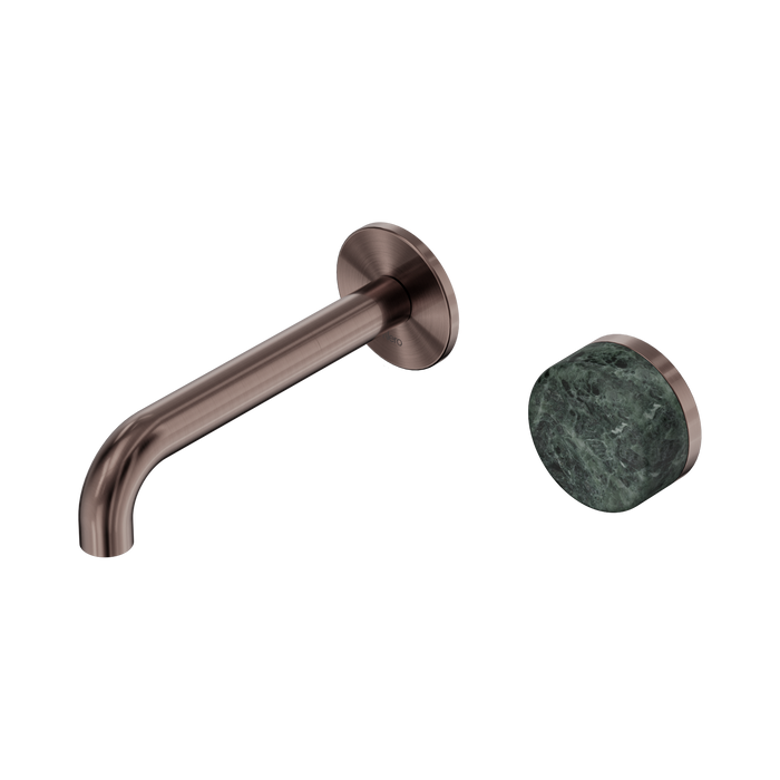 Nero Serenity Progressive Wall Basin Mixer 160mm Spout With Verde Alpi Handle - Brushed Bronze