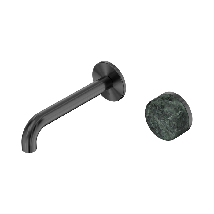 Nero Serenity Progressive Wall Basin Mixer 160mm Spout With Verde Alpi Handle - Gun Metal