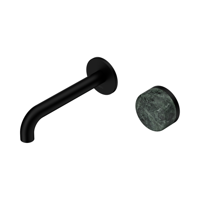 Nero Serenity Progressive Wall Basin Mixer 160mm Spout With Verde Alpi Handle - Matte Black