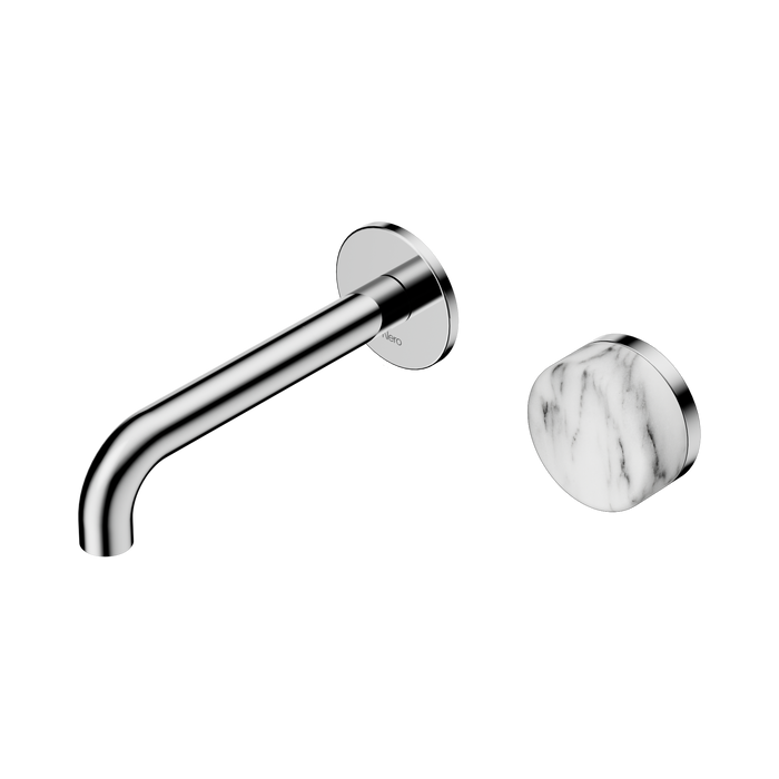 Nero Serenity Progressive Wall Basin Mixer 160mm Spout With Arabescato Corchia Handle - Chrome