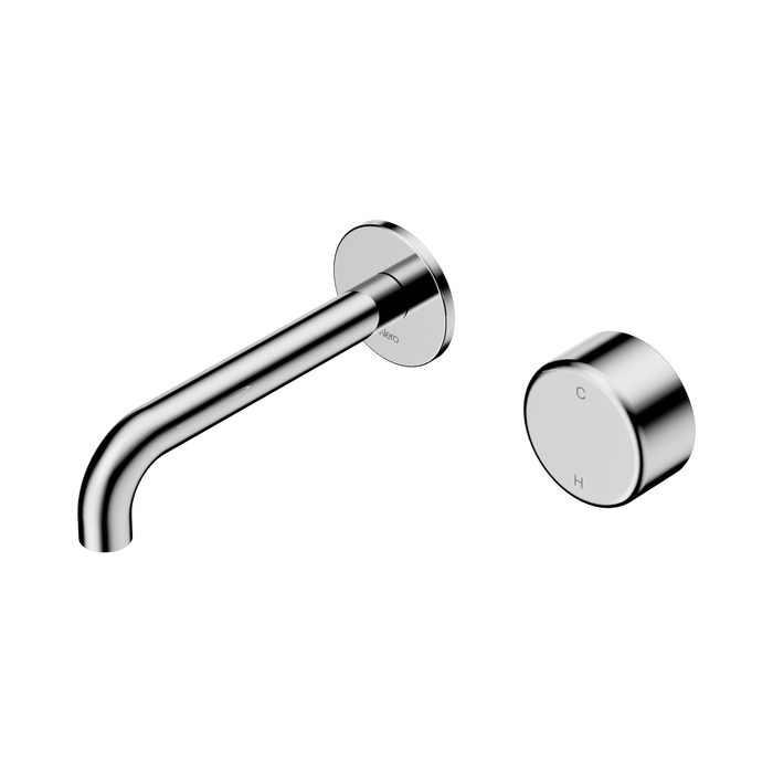 Nero Serenity Progressive Wall Basin Mixer 160mm Spout With Metal Handle - Chrome
