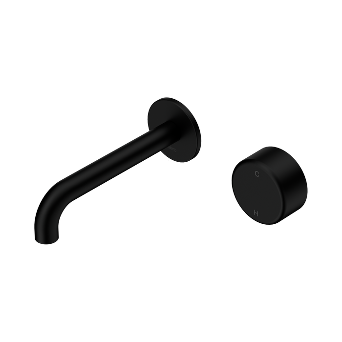 Nero Serenity Progressive Wall Basin Mixer 160mm Spout With Metal Handle - Matte Black