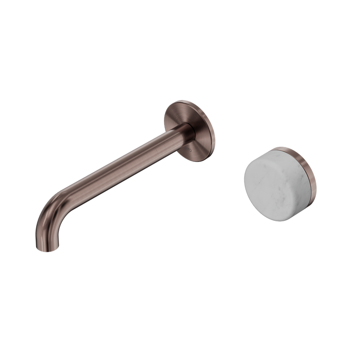 Nero Serenity Progressive Wall Basin Mixer 185mm Spout With Carrara Handle - Brushed Bronze