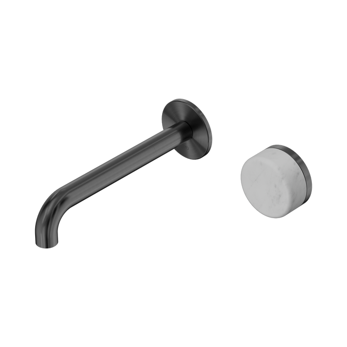 Nero Serenity Progressive Wall Basin Mixer 185mm Spout With Carrara Handle - Gun Metal