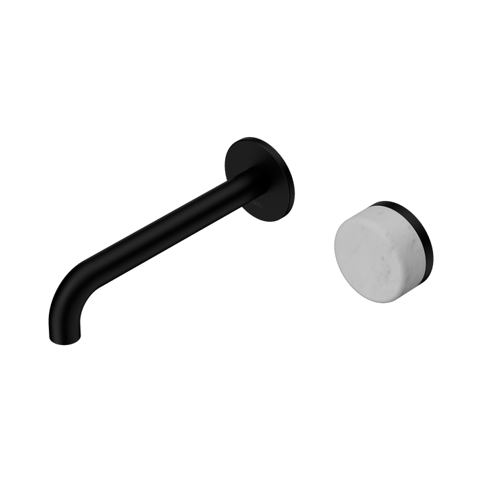 Nero Serenity Progressive Wall Basin Mixer 185mm Spout With Carrara Handle - Matte Black