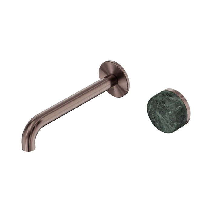 Nero Serenity Progressive Wall Basin Mixer 185mm Spout With Verde Alpi Handle - Brushed Bronze