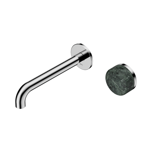 Nero Serenity Progressive Wall Basin Mixer 185mm Spout With Verde Alpi Handle - Chrome