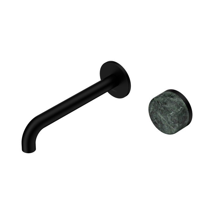 Nero Serenity Progressive Wall Basin Mixer 185mm Spout With Verde Alpi Handle - Matte Black