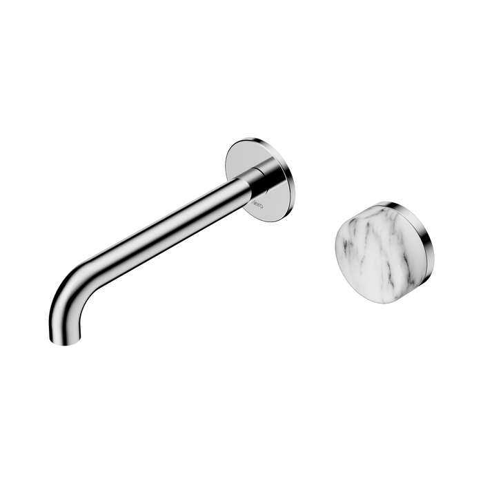 Nero Serenity Progressive Wall Basin Mixer 185mm Spout With Arabescato Corchia Handle - Chrome